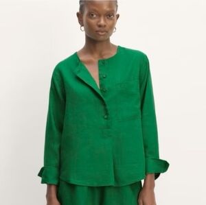 Everlane Green Linen Button-Front Top